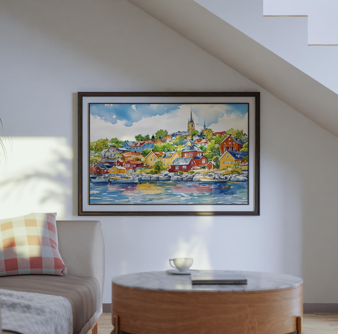 Oslo watercolor poster Wall Art Oslo Wall Hanging Home Décor Oslo Gift Art Lovers Norway Wall Art