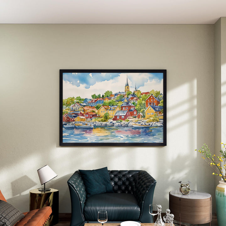 Oslo watercolor poster Wall Art Oslo Wall Hanging Home Décor Oslo Gift Art Lovers Norway Wall Art