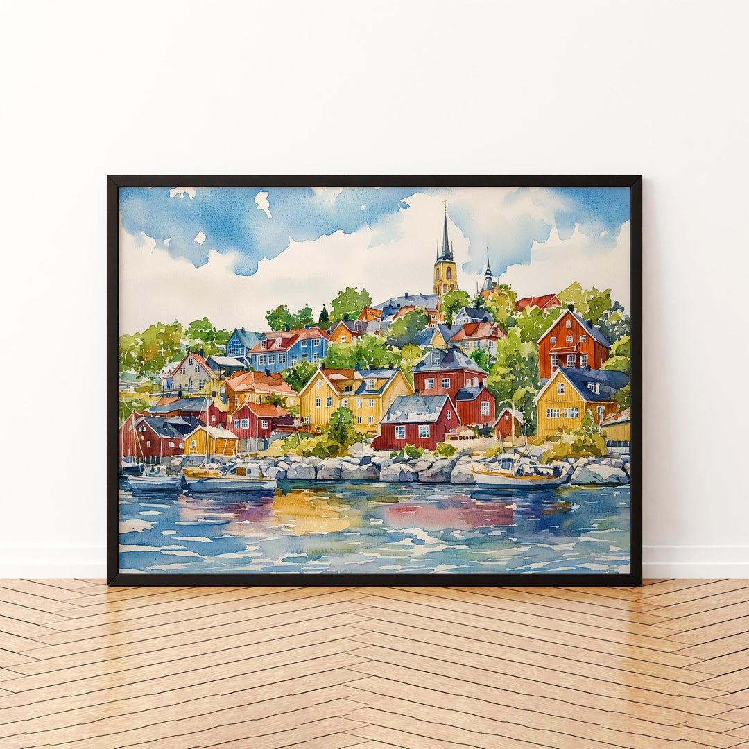 Oslo watercolor poster Wall Art Oslo Wall Hanging Home Décor Oslo Gift Art Lovers Norway Wall Art