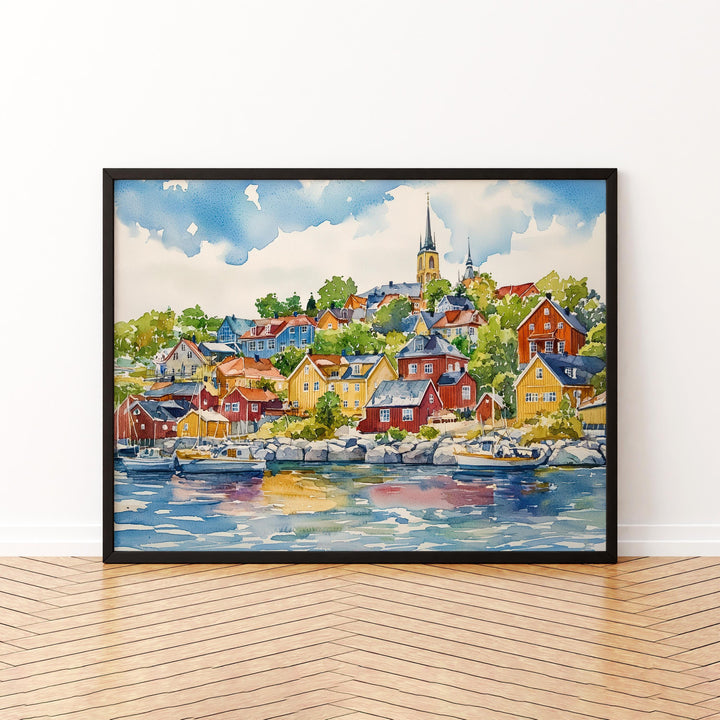 Oslo watercolor poster Wall Art Oslo Wall Hanging Home Décor Oslo Gift Art Lovers Norway Wall Art