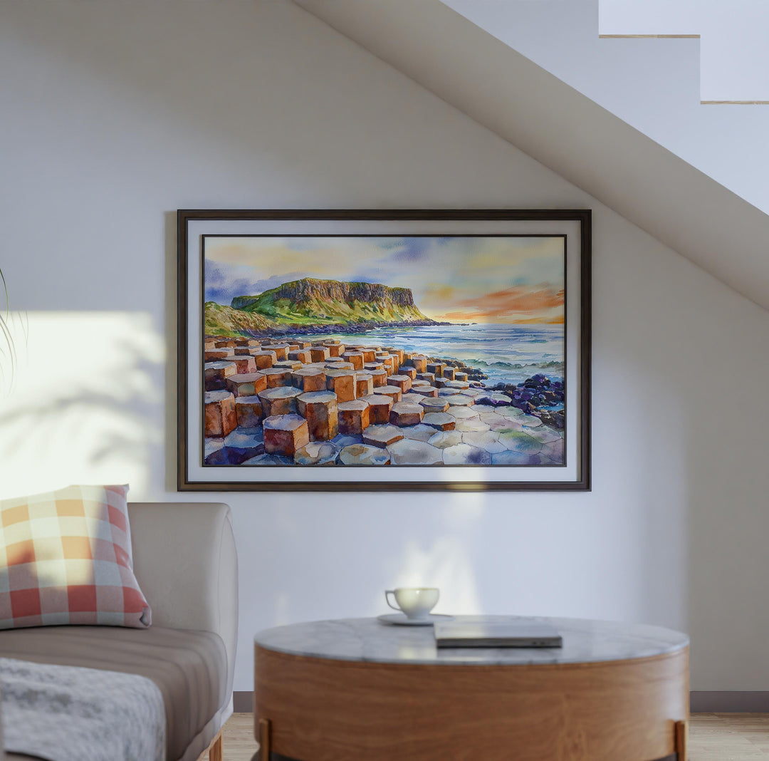 Giants Causeway watercolor poster Wall Art Giants Causeway Wall Hanging Home Décor Giants Causeway Gift Art Lovers Ireland Wall Art