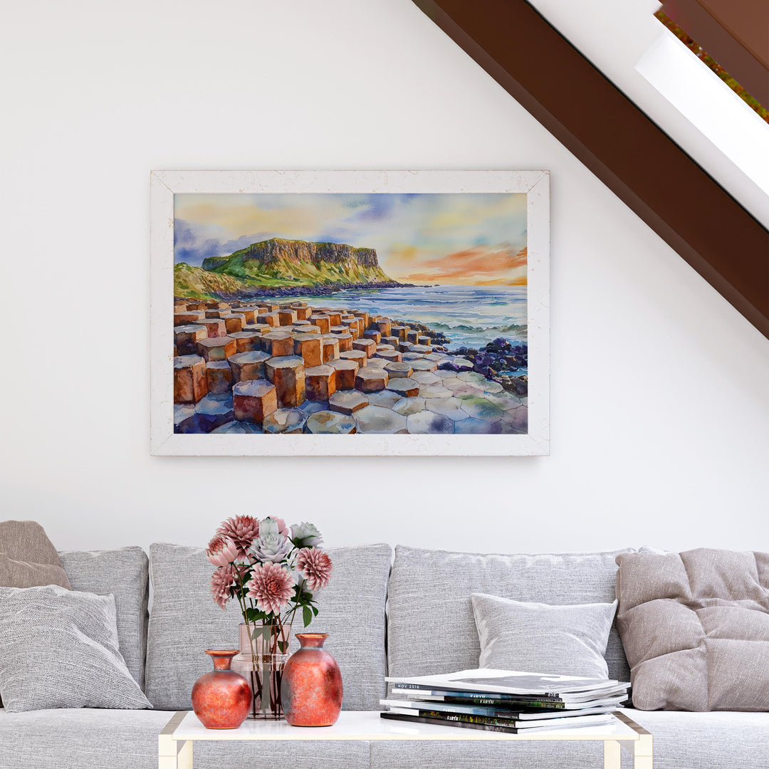 Giants Causeway watercolor poster Wall Art Giants Causeway Wall Hanging Home Décor Giants Causeway Gift Art Lovers Ireland Wall Art