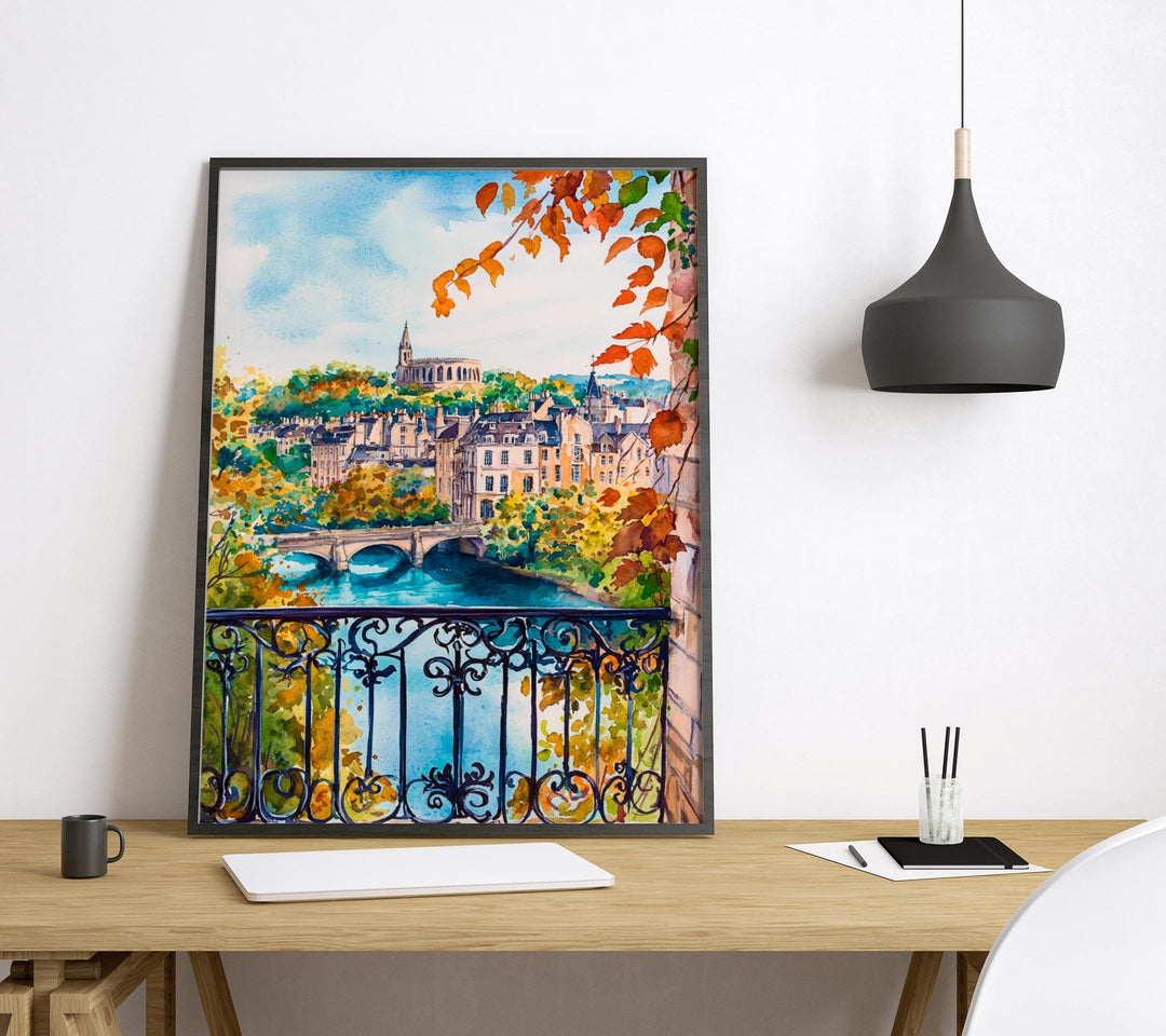Bath watercolor poster Wall Art Bath Wall Hanging Home Décor Bath Gift Art Lovers England Wall Art