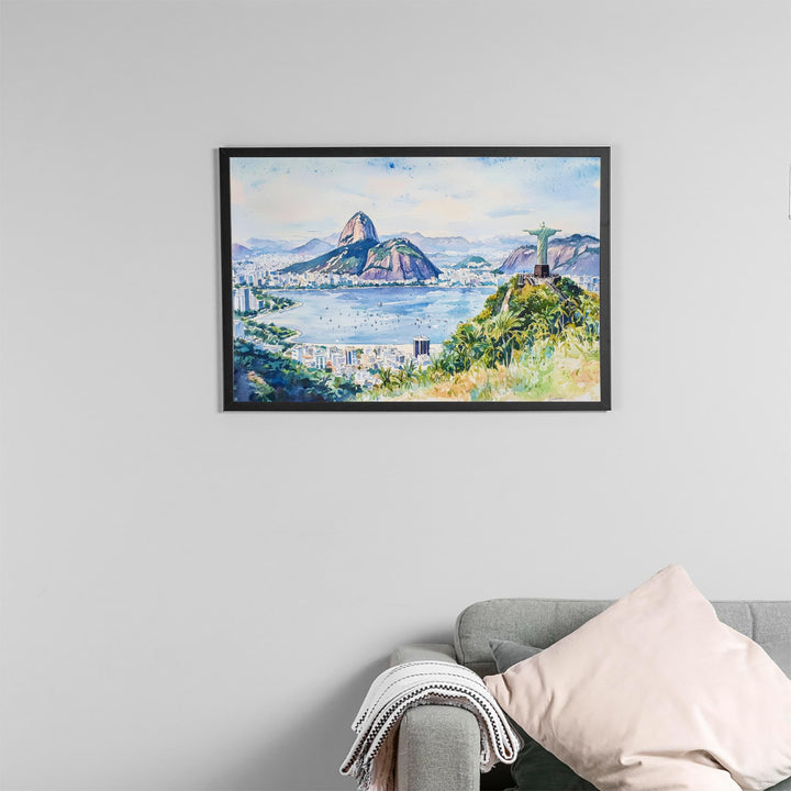 Rio de Janeiro Watercolor Poster Landscape Wall Art Rio de Janeiro Wall Hanging Home Décor Rio de Janeiro Gift Art Lovers Brazil Wall Art