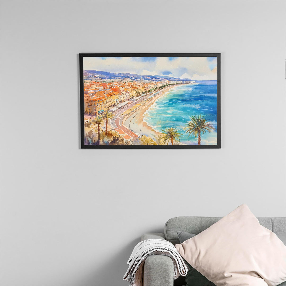 Nice Watercolor Poster Landscape Wall Art Nice Wall Hanging Home Décor Nice Gift Art Lovers France Wall Art