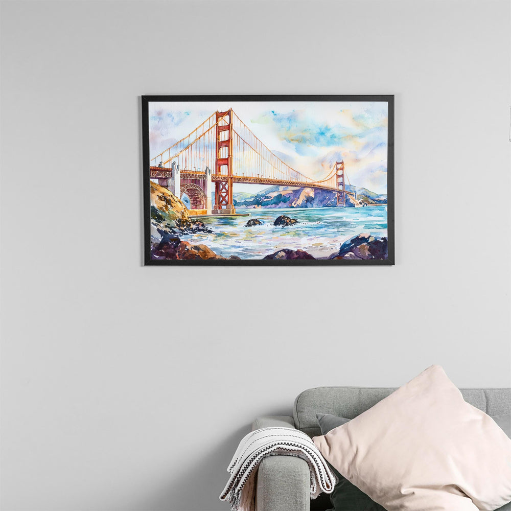 San Francisco Watercolor Poster Landscape Wall Art San Francisco Wall Hanging Home Décor San Francisco Gift Art Lovers United States Art