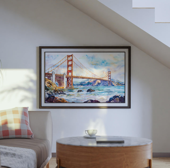 San Francisco Watercolor Poster Landscape Wall Art San Francisco Wall Hanging Home Décor San Francisco Gift Art Lovers United States Art