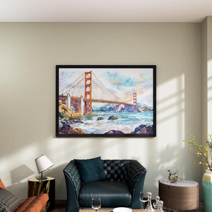 San Francisco Watercolor Poster Landscape Wall Art San Francisco Wall Hanging Home Décor San Francisco Gift Art Lovers United States Art