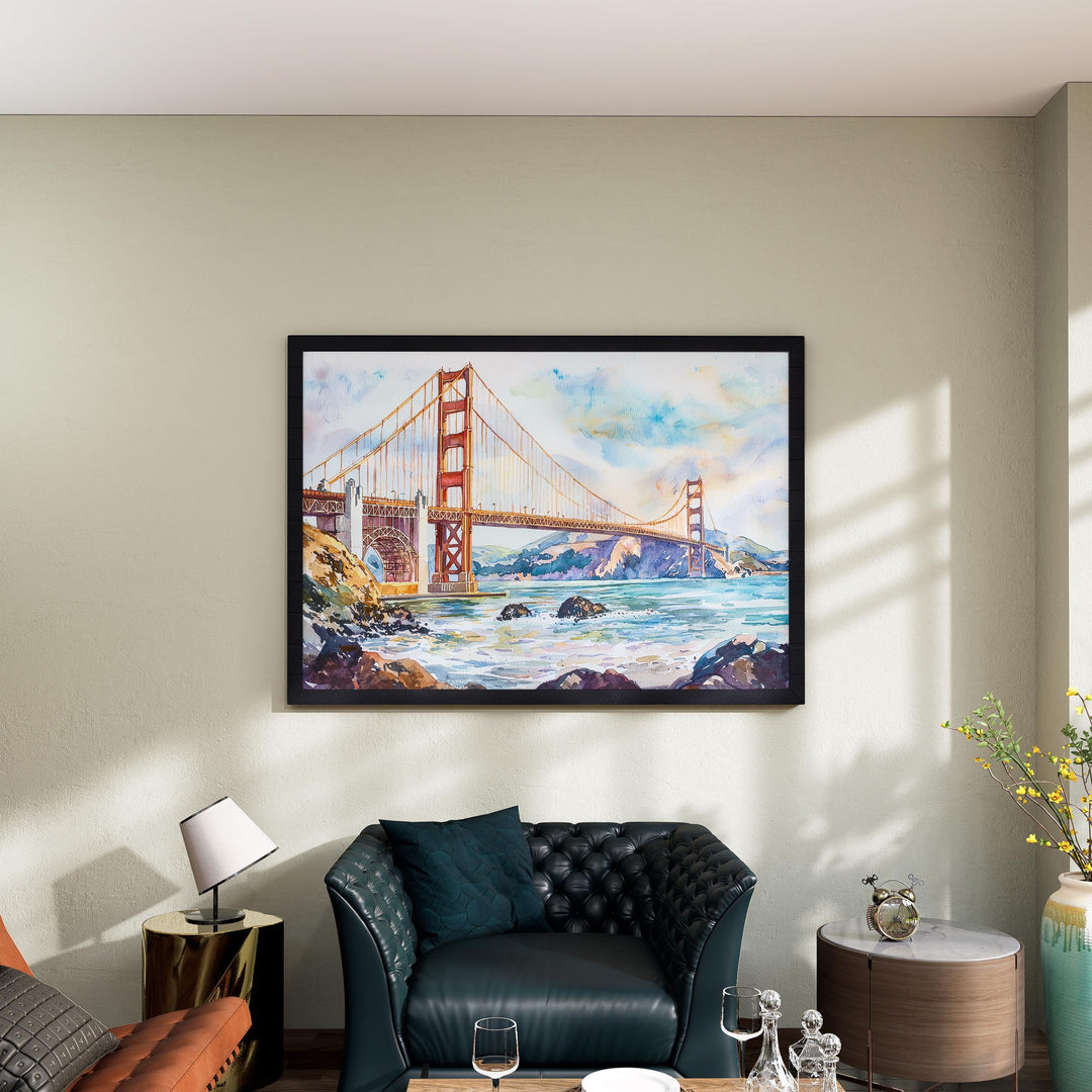 San Francisco Watercolor Poster Landscape Wall Art San Francisco Wall Hanging Home Décor San Francisco Gift Art Lovers United States Art