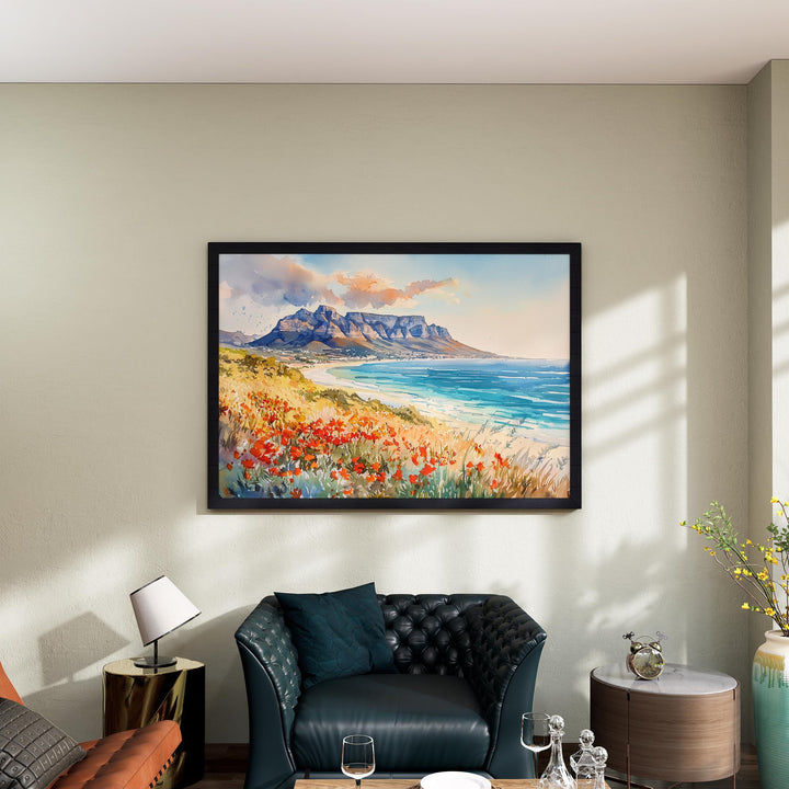 Cape Town Watercolor Poster Landscape Wall Art Cape Town Wall Hanging Home Décor Cape Town Gift Art Lovers South Africa Wall Art