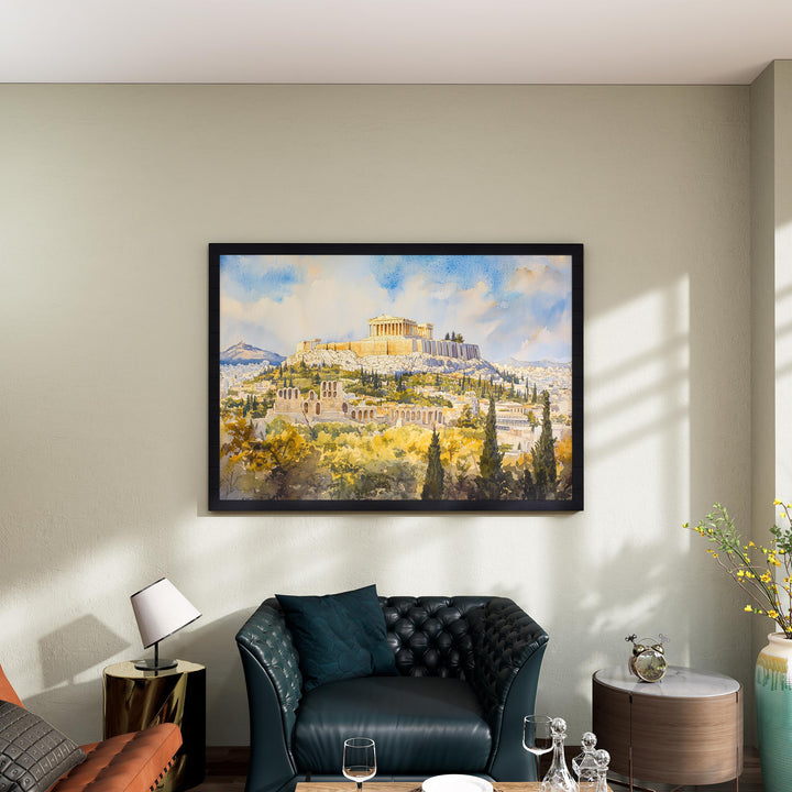 Athens Watercolor Poster Landscape Wall Art Athens Wall Hanging Home Décor Athens Gift Art Lovers Greece Wall Art