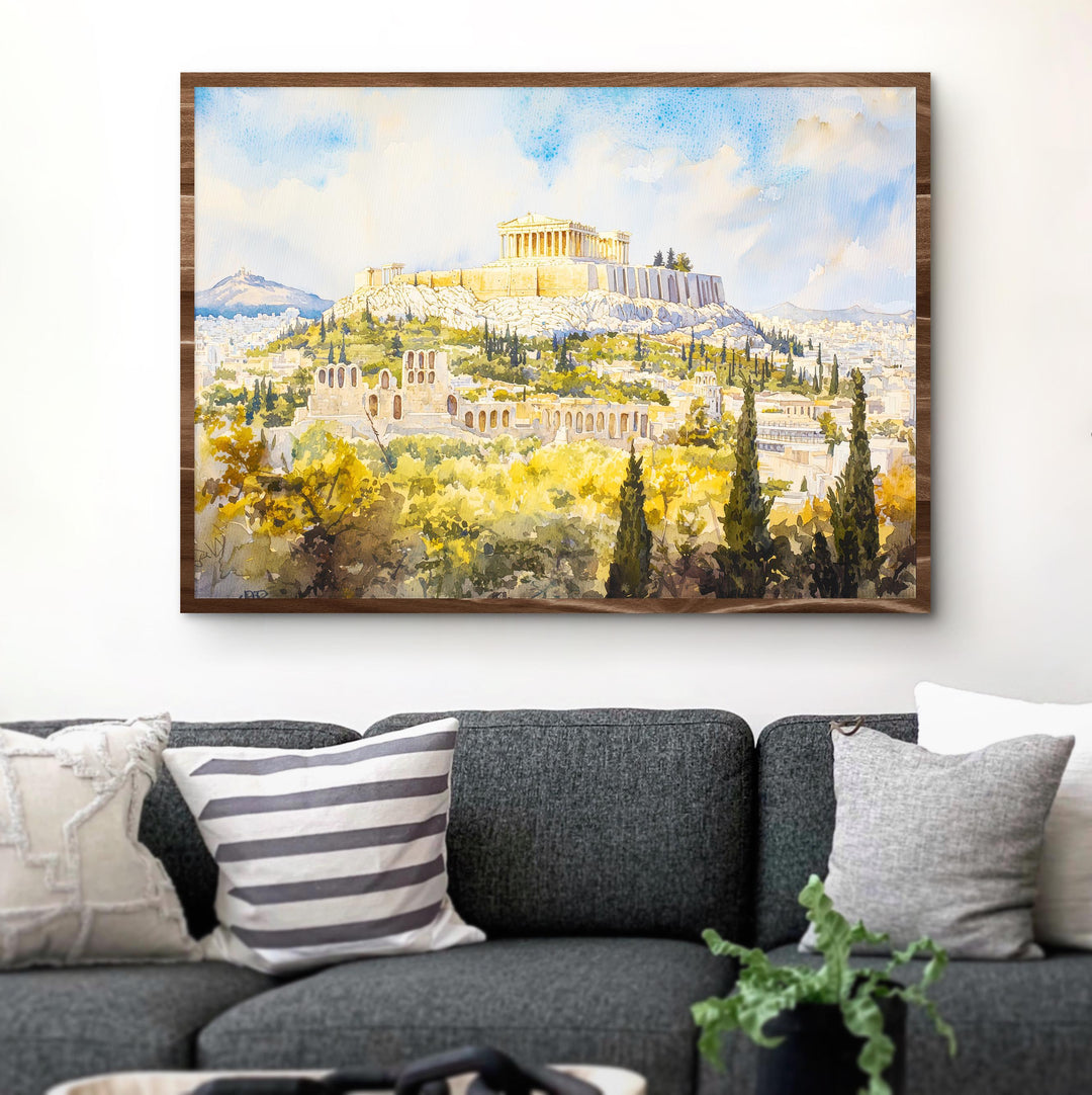 Athens Watercolor Poster Landscape Wall Art Athens Wall Hanging Home Décor Athens Gift Art Lovers Greece Wall Art