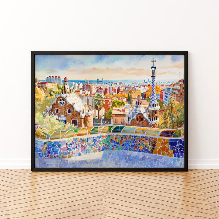Barcelona Watercolor Poster Landscape Wall Art Barcelona Wall Hanging Home Décor Barcelona Gift Art Lovers Spain Wall Art