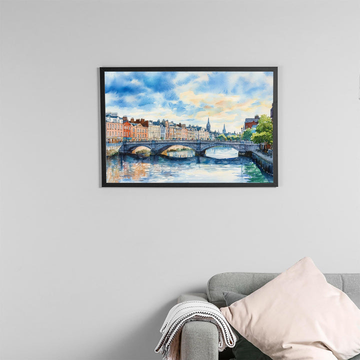 Dublin Watercolor Poster Landscape Wall Art Dublin Wall Hanging Home Décor Dublin Gift Art Lovers Ireland Wall Art