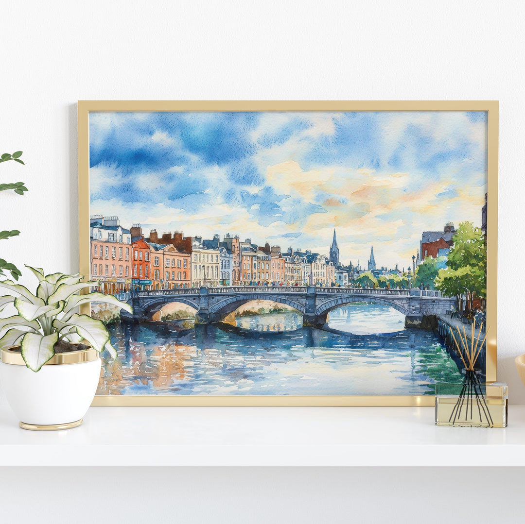Dublin Watercolor Poster Landscape Wall Art Dublin Wall Hanging Home Décor Dublin Gift Art Lovers Ireland Wall Art