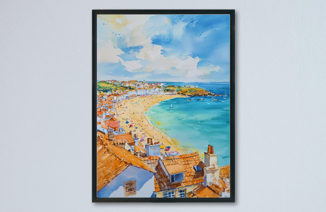 St Ives Watercolor Poster Wall Art St Ives Wall Hanging Home Décor St Ives Gift Art Lovers Cornwall Art Lover Gift