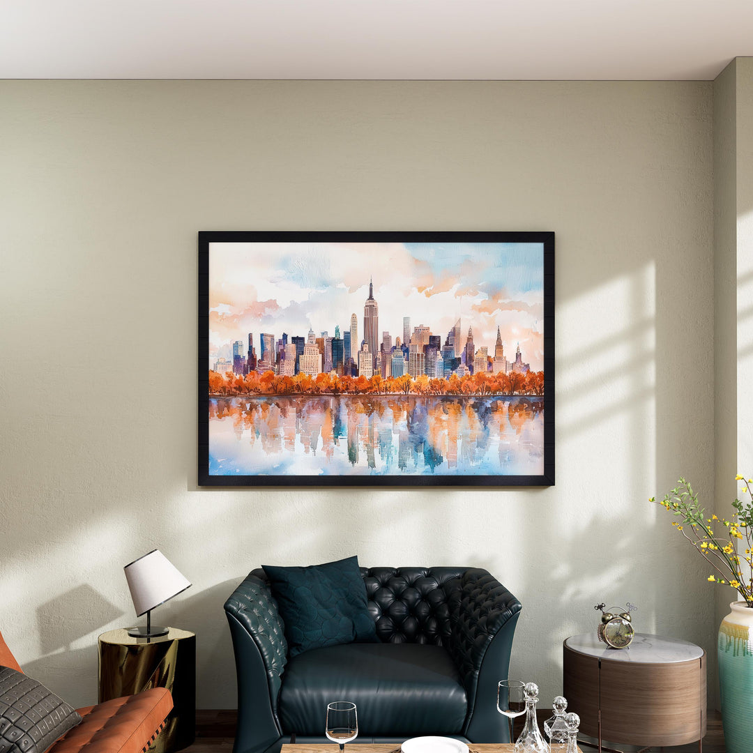 New York Watercolor Poster Landscape Wall Art New York Wall Hanging Home Décor New York Gift Art Lovers United States Wall Art