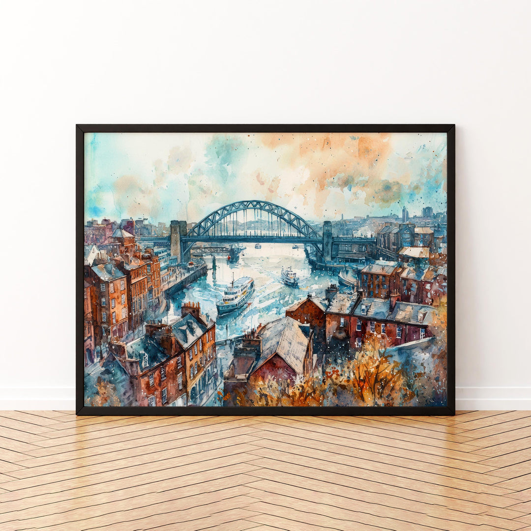 Newcastle Watercolor Poster Landscape Wall Art Newcastle Wall Hanging Home Décor Newcastle Gift Art Lovers United Kingdom Wall Art