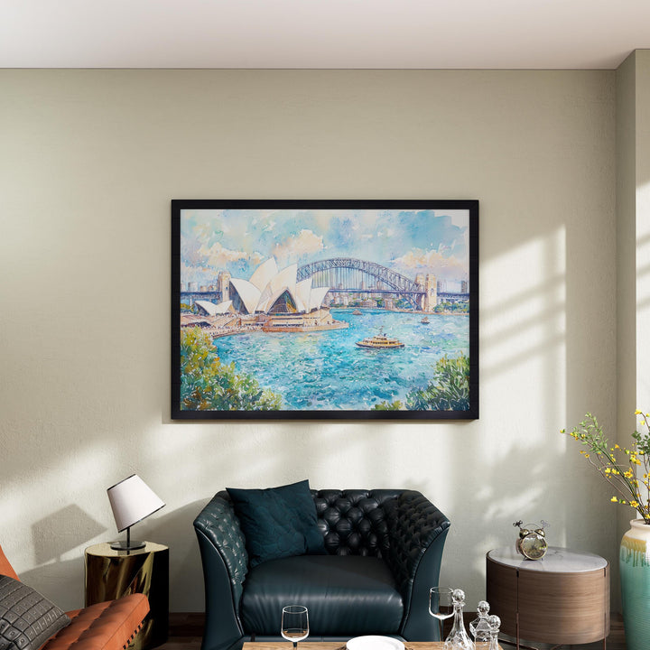 Sydney Opera House Watercolor Poster Landscape Wall Art Sydney Opera House Wall Hanging Home Décor Sydney Opera House Gift Art Lovers