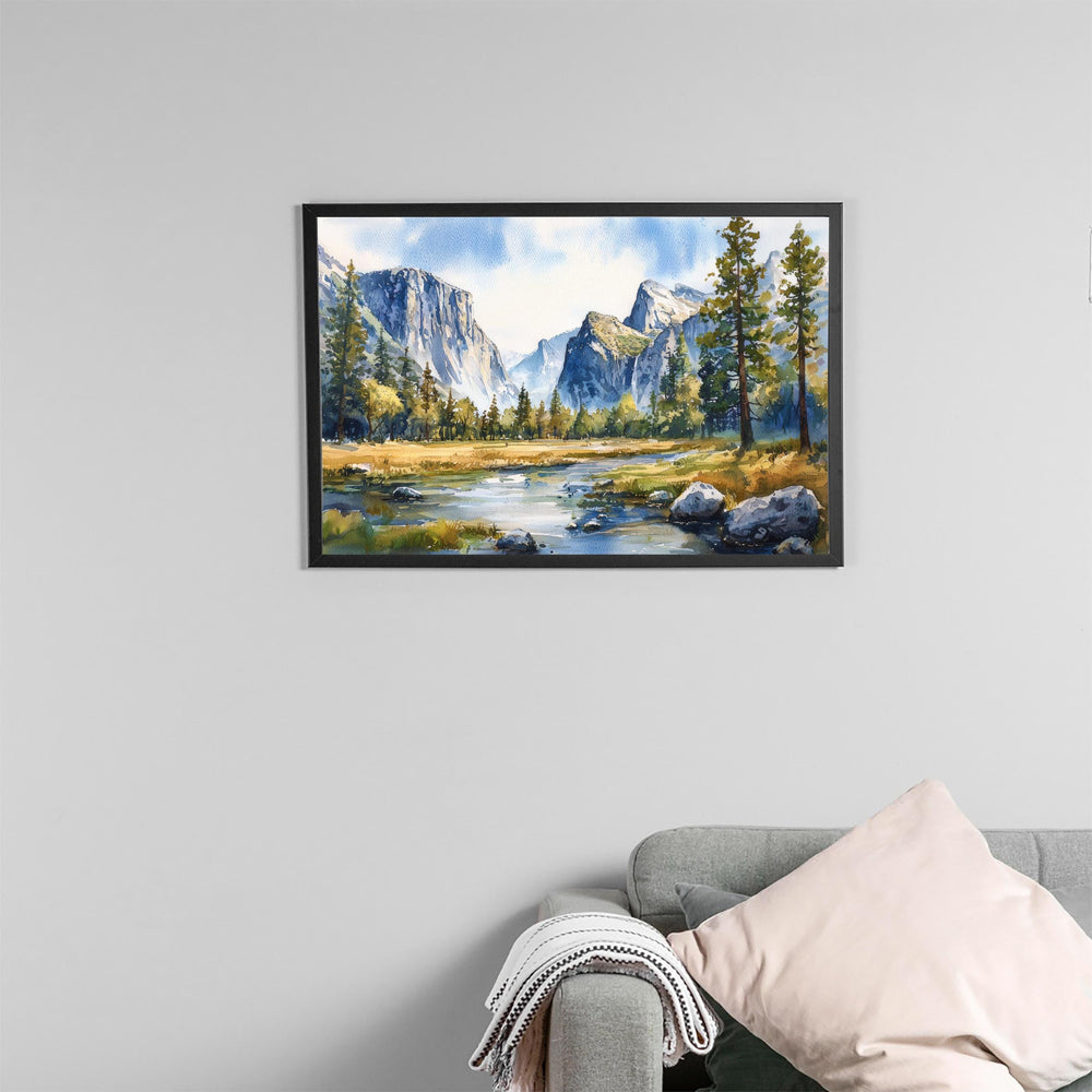 Yosemite Watercolor Poster Landscape Wall Art Yosemite Wall Hanging Home Décor Yosemite Gift Art Lovers United States Wall Art