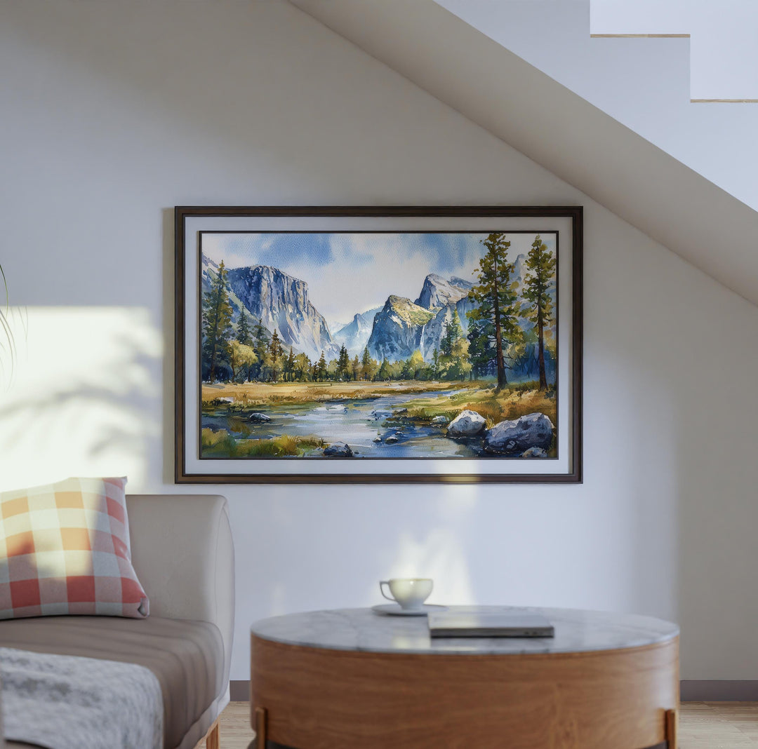 Yosemite Watercolor Poster Landscape Wall Art Yosemite Wall Hanging Home Décor Yosemite Gift Art Lovers United States Wall Art