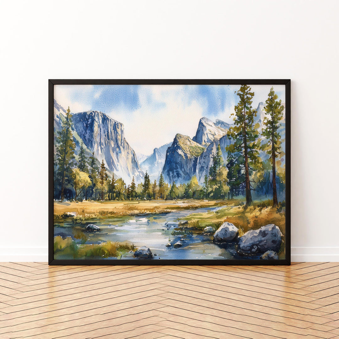 Yosemite Watercolor Poster Landscape Wall Art Yosemite Wall Hanging Home Décor Yosemite Gift Art Lovers United States Wall Art
