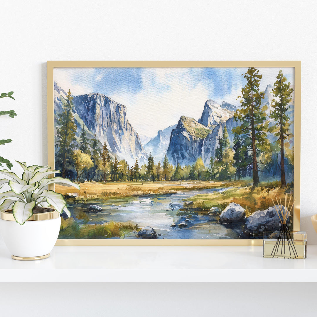 Yosemite Watercolor Poster Landscape Wall Art Yosemite Wall Hanging Home Décor Yosemite Gift Art Lovers United States Wall Art