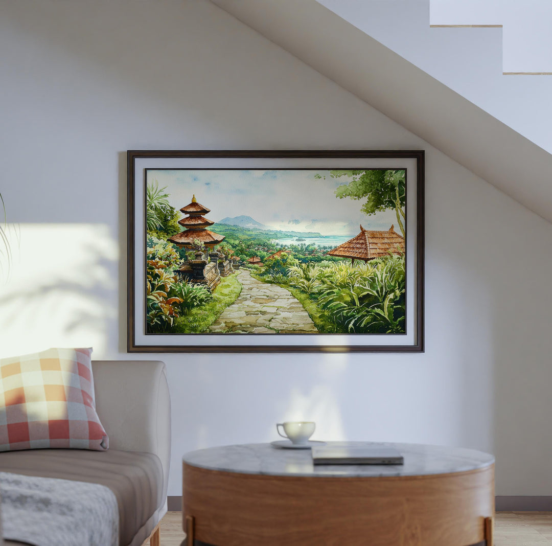 Bali Watercolor Poster Landscape Wall Art Bali Wall Hanging Home Décor Bali Gift Art Lovers Indonesia Wall Art