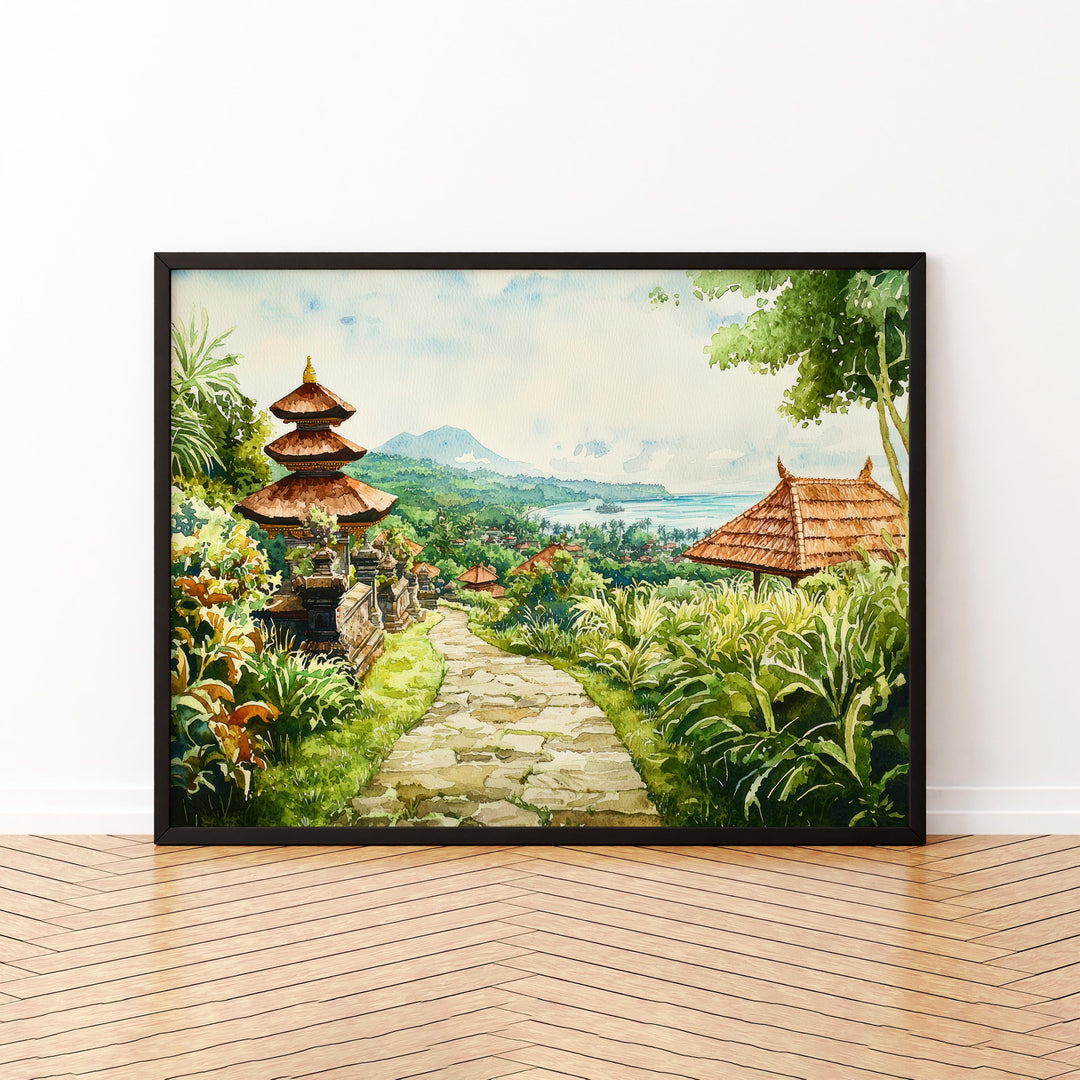 Bali Watercolor Poster Landscape Wall Art Bali Wall Hanging Home Décor Bali Gift Art Lovers Indonesia Wall Art