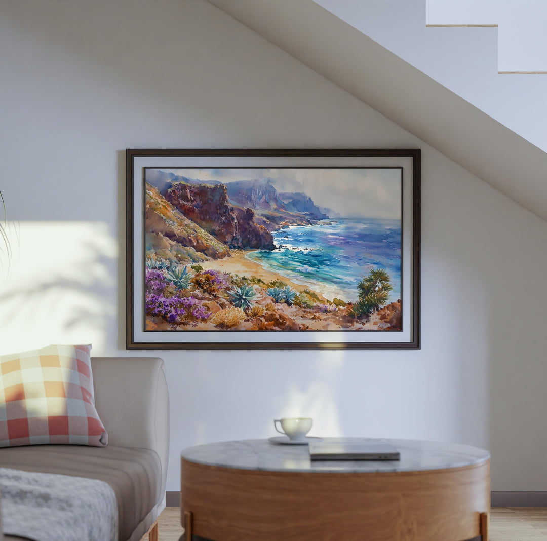 Tenerife Watercolor Poster Landscape Wall Art Tenerife Wall Hanging Home Décor Tenerife Gift Art Lovers Spain Wall Art