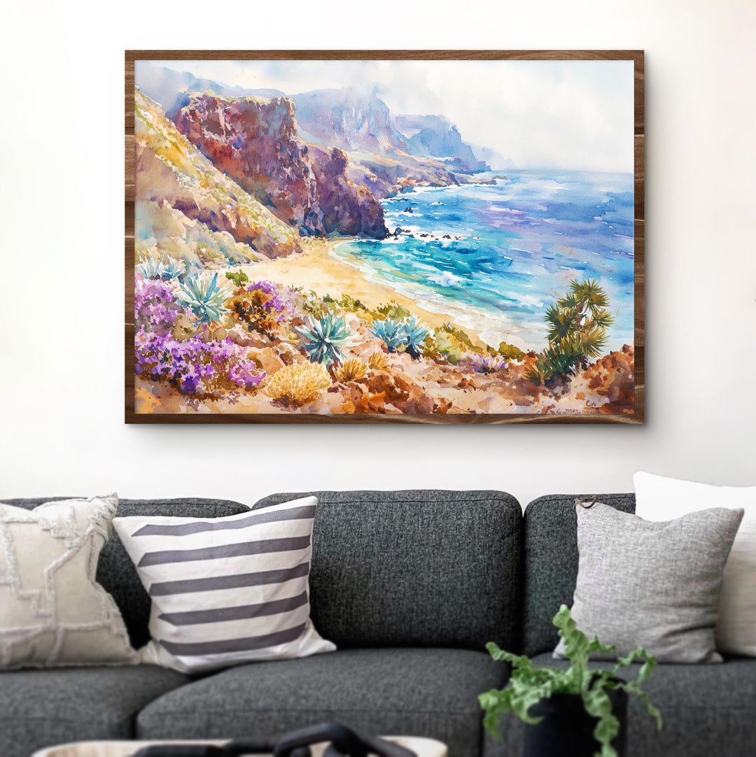 Tenerife Watercolor Poster Landscape Wall Art Tenerife Wall Hanging Home Décor Tenerife Gift Art Lovers Spain Wall Art
