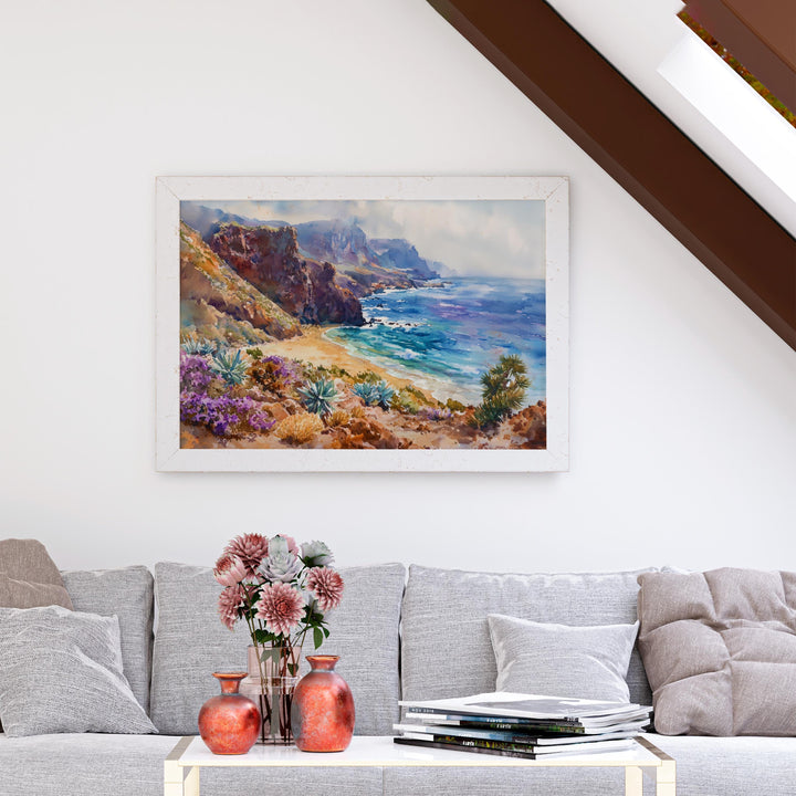 Tenerife Watercolor Poster Landscape Wall Art Tenerife Wall Hanging Home Décor Tenerife Gift Art Lovers Spain Wall Art