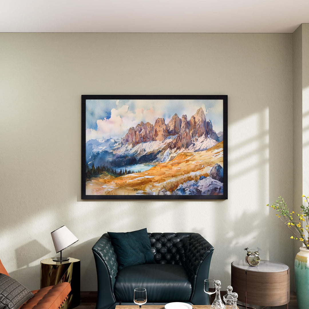 Dolomites Watercolor Poster Landscape Wall Art Dolomites Wall Hanging Home Décor Dolomites Gift Art Lovers Italy Wall Art