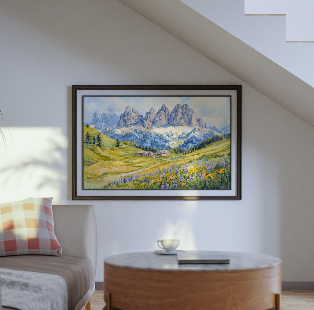 Dolomites Watercolor Poster Landscape Wall Art Dolomites Wall Hanging Home Décor Dolomites Gift Art Lovers Italy Wall Art
