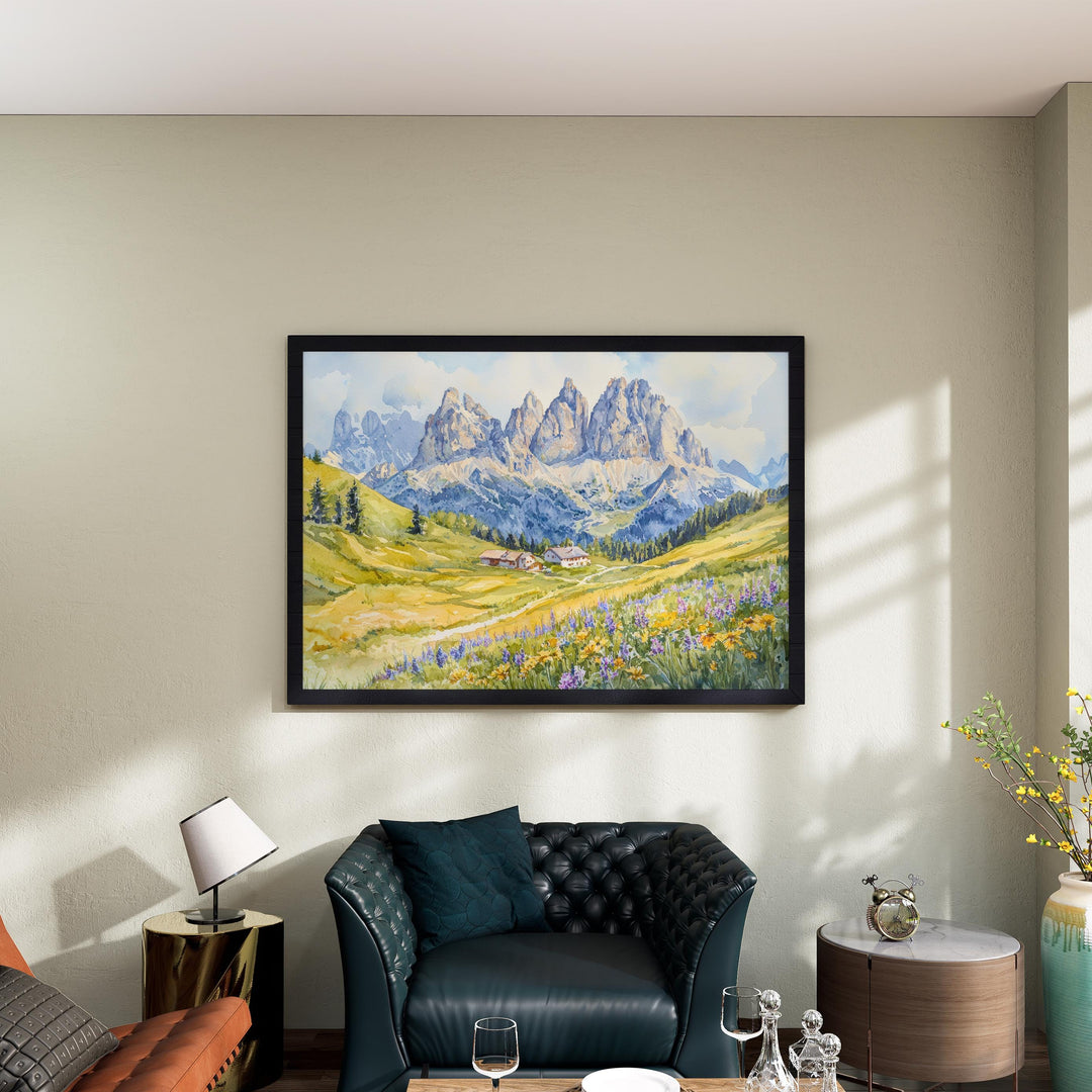 Dolomites Watercolor Poster Landscape Wall Art Dolomites Wall Hanging Home Décor Dolomites Gift Art Lovers Italy Wall Art