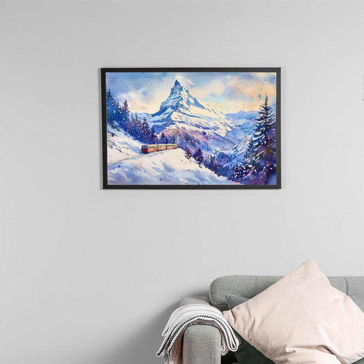 Zermatt Watercolor Poster Landscape Wall Art Zermatt Wall Hanging Home Décor Zermatt Gift Art Lovers Switzerland Wall Art
