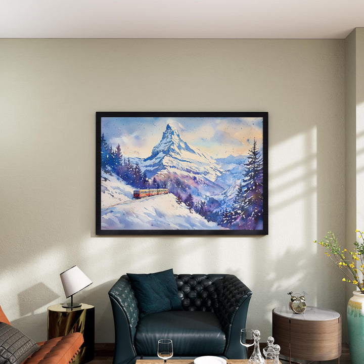 Zermatt Watercolor Poster Landscape Wall Art Zermatt Wall Hanging Home Décor Zermatt Gift Art Lovers Switzerland Wall Art