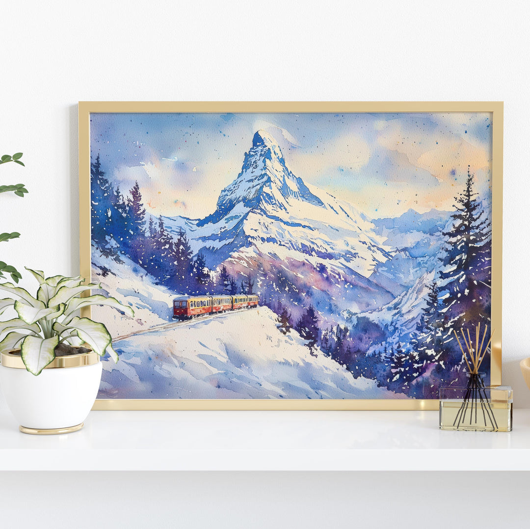 Zermatt Watercolor Poster Landscape Wall Art Zermatt Wall Hanging Home Décor Zermatt Gift Art Lovers Switzerland Wall Art
