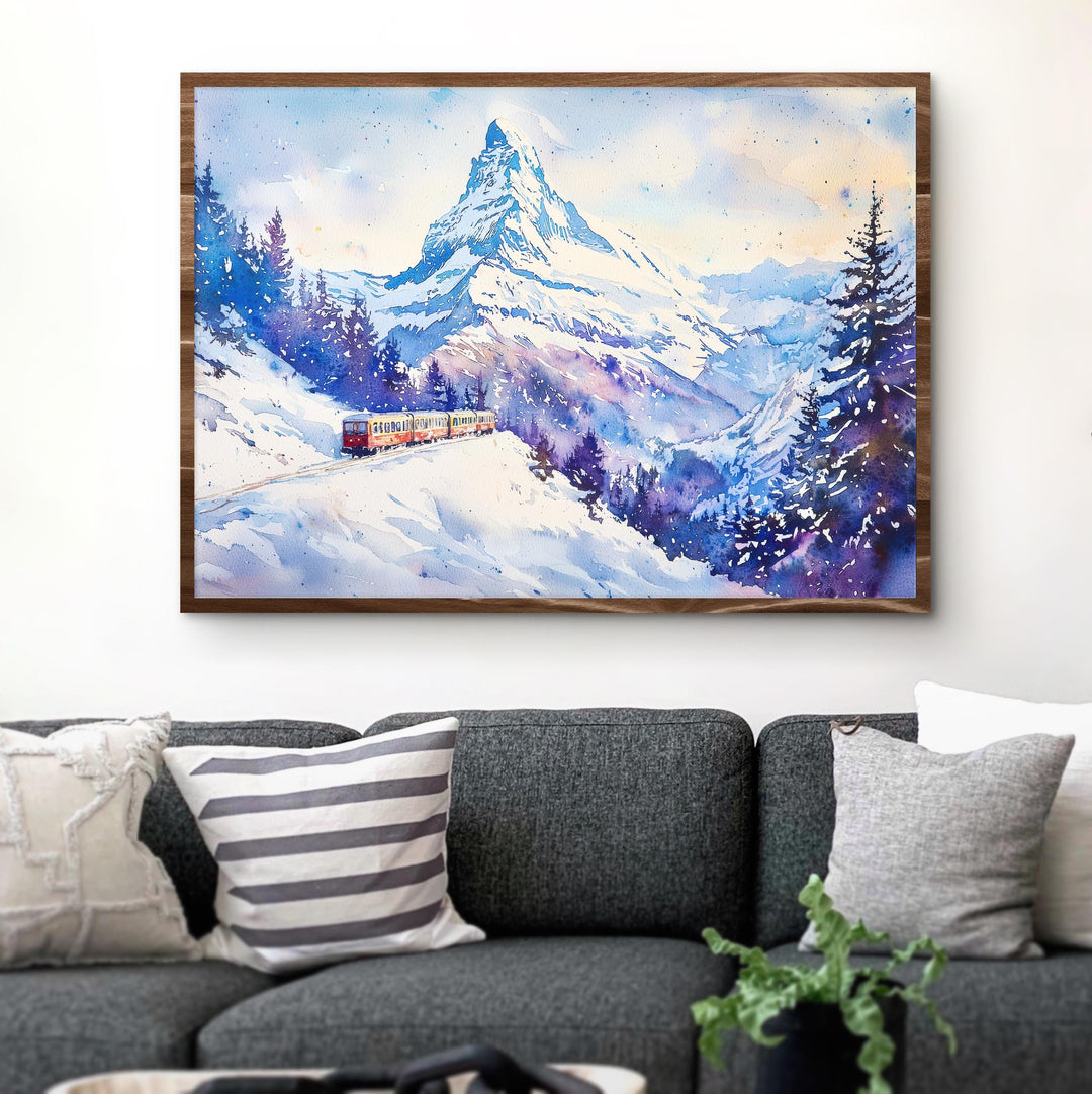 Zermatt Watercolor Poster Landscape Wall Art Zermatt Wall Hanging Home Décor Zermatt Gift Art Lovers Switzerland Wall Art
