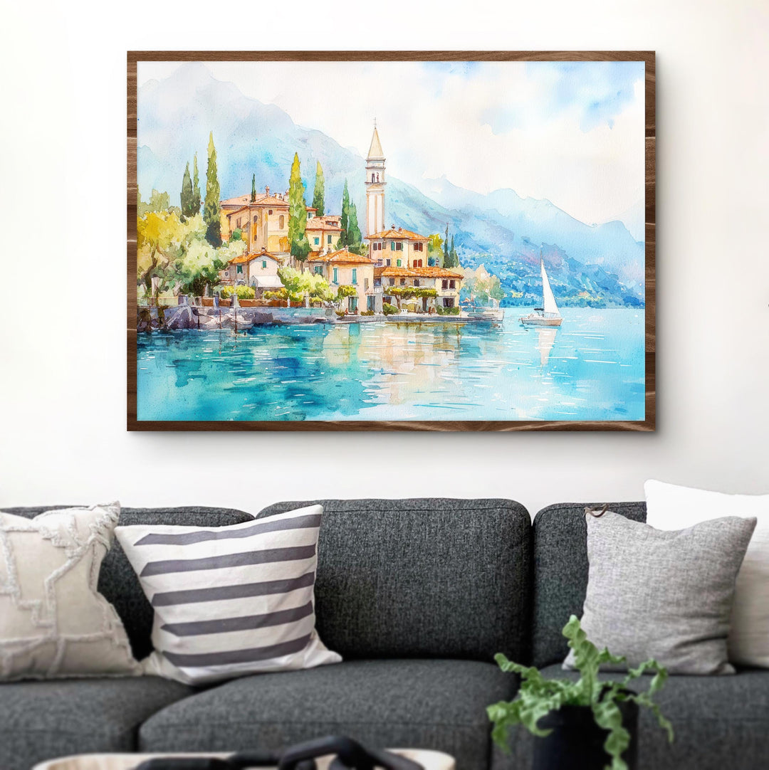 Lake Como Watercolor Poster Landscape Wall Art Lake Como Wall Hanging Home Décor Lake Como Gift Art Lovers Italy Wall Art
