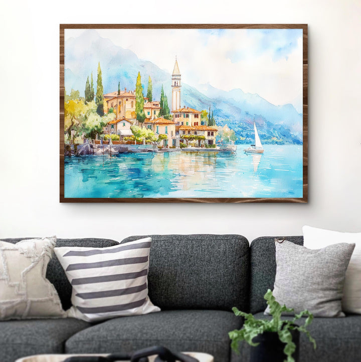 Lake Como Watercolor Poster Landscape Wall Art Lake Como Wall Hanging Home Décor Lake Como Gift Art Lovers Italy Wall Art