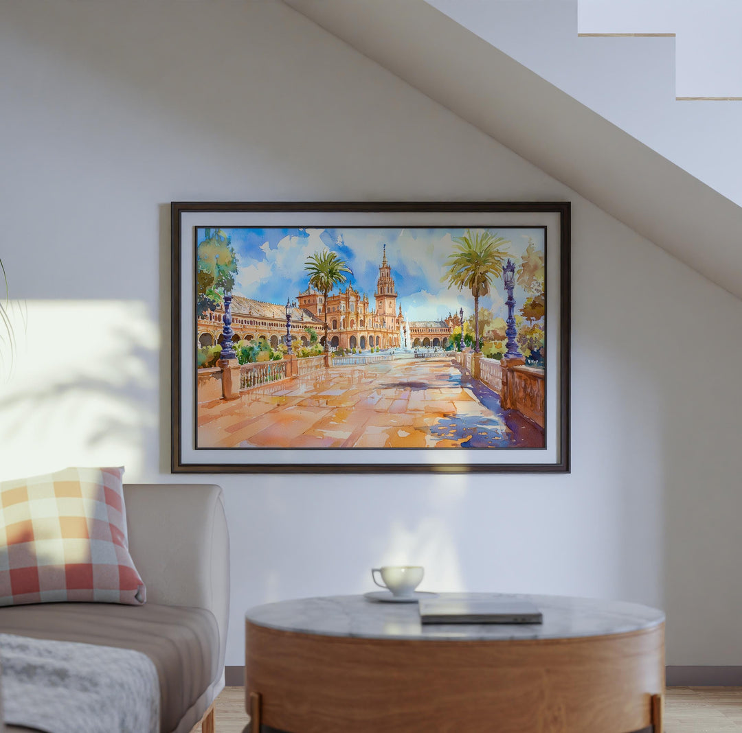 Seville Watercolor Poster Landscape Wall Art Seville Wall Hanging Home Décor Seville Gift Art Lovers Spain Wall Art