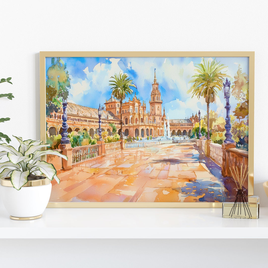 Seville Watercolor Poster Landscape Wall Art Seville Wall Hanging Home Décor Seville Gift Art Lovers Spain Wall Art