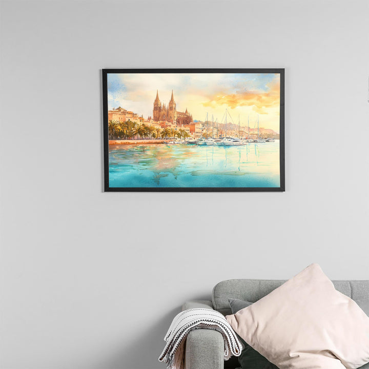 Palma de Mallorca Watercolor Poster Landscape Wall Art Palma de Mallorca Wall Hanging Home Décor Palma de Mallorca Gift Art Lovers Spain
