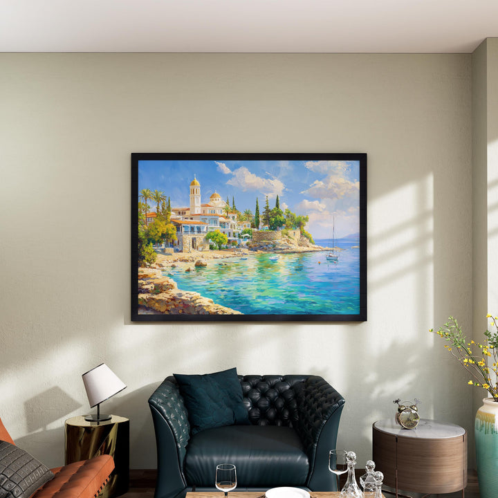 Paphos Watercolor Poster Landscape Wall Art Paphos Wall Hanging Home Décor Paphos Gift Art Lovers Cyprus Wall Art