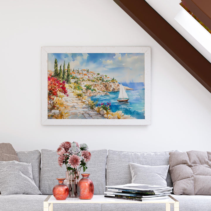 Rhodes Watercolor Poster Landscape Wall Art Rhodes Wall Hanging Home Décor Rhodes Gift Art Lovers Greece Wall Art