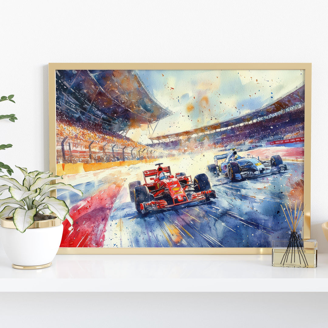 Silverstone Watercolor Poster Landscape Wall Art Silverstone Wall Hanging Home Décor Silverstone Gift Art Lovers United Kingdom Wall Art