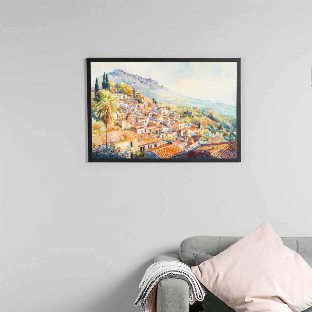 Taormina Watercolor Poster Landscape Wall Art Taormina Wall Hanging Home Décor Taormina Gift Art Lovers Italy Wall Art