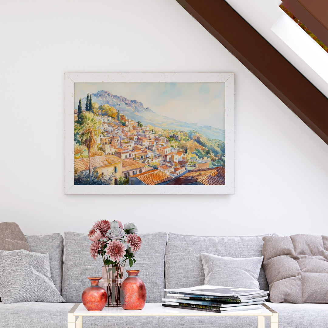 Taormina Watercolor Poster Landscape Wall Art Taormina Wall Hanging Home Décor Taormina Gift Art Lovers Italy Wall Art