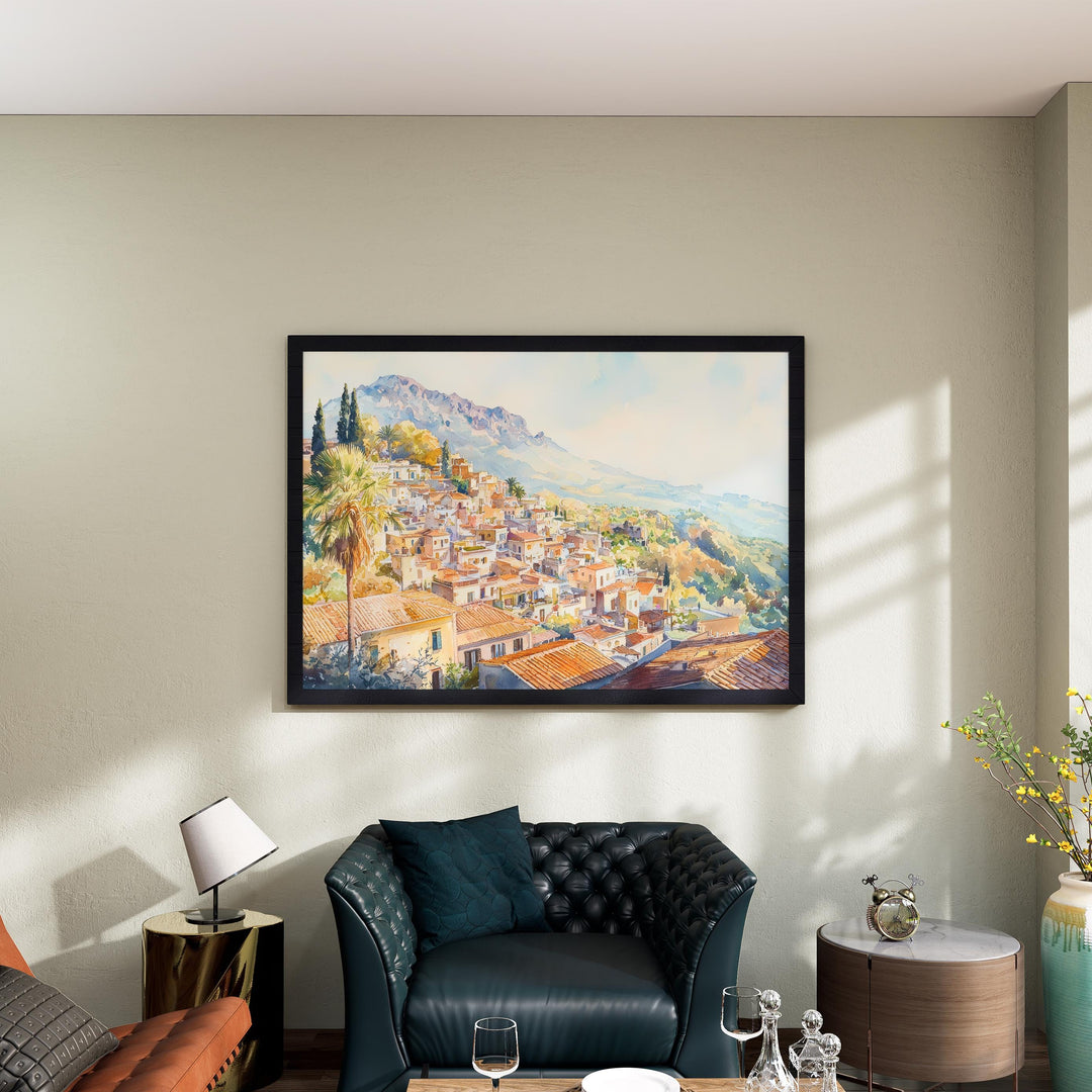 Taormina Watercolor Poster Landscape Wall Art Taormina Wall Hanging Home Décor Taormina Gift Art Lovers Italy Wall Art